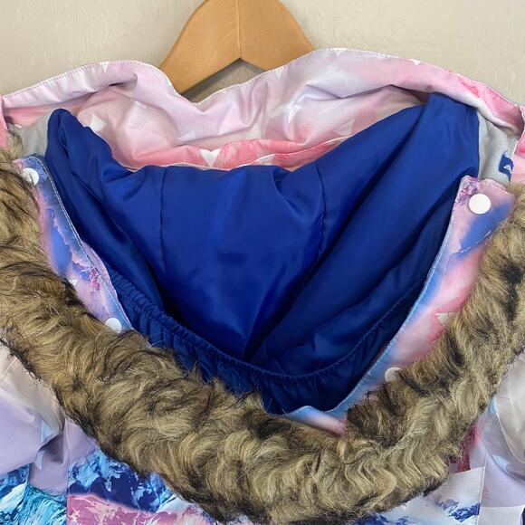 Roxy Size 10 Girls Snowboarding Skiing Jacket Coat Parka Winter Warm Pink Blue - Picture 6 of 8